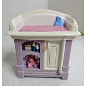 Fisher Price 1998 Nursery Changing table Side door opens White Purple Pink 3.5x3